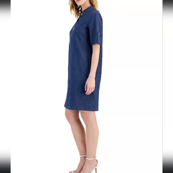 Anne Klein Women's Zippered-Neck Tab-Cuff Shift DressSz 8 New Without Tags - Picture 10 of 11